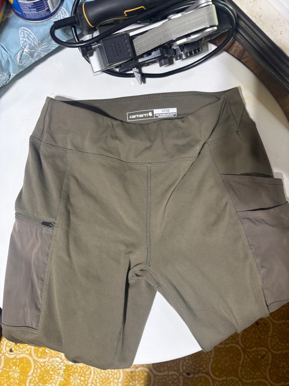 Carhartt Women’s Olive Utility Bike Shorts with Side Pockets